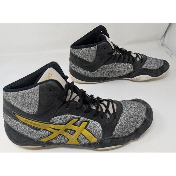 Asics Shoes Snapdown 2 Wrestling Black Gray Mens‎ 10.5 Soft Sneakers MMA Lace Up - Picture 1 of 8